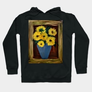 abstract sunflower in a metallic blue vase Hoodie